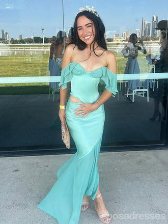 Pretty Green Mermaid Two Pieces Long Party Prom Dresses Ideas,Evening Gowns,13867