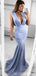 Sexy Blue Mermaid Deep V-neck Maxi Long Party Prom Dresses Online,13328