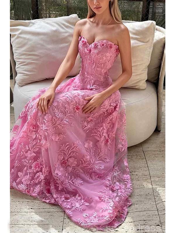 Gorgeous Pink A-line Sweetheart Long Party Prom Dresses To Impress,Eve – SposaDresses Gorgeous Pink A-line Sweetheart Long Party Prom Dresses To Impress,Eve – SposaDresses