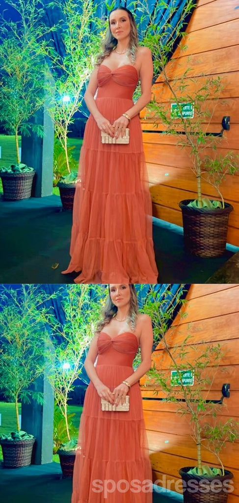 Elegant Orange A-line Long Party Prom Dresses Ideas,Evening Gowns,13791