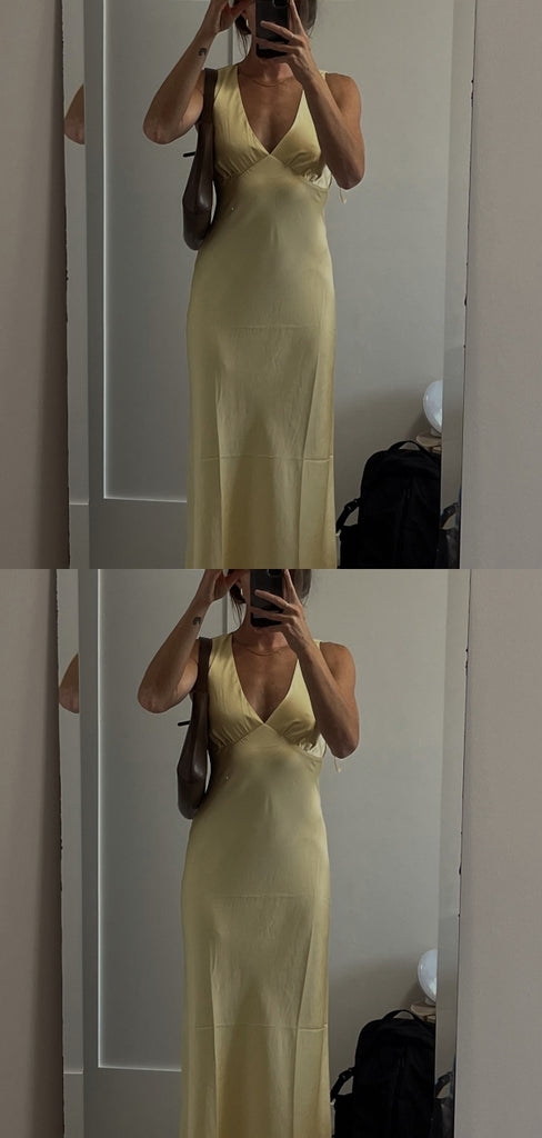 Sexy Yellow Mermaid V-neck Long Party Prom Dresses Ideas,Evening Gowns,13779