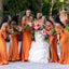 Sexy Mermaid Off Shoulder Burnt Orange Maxi Long Bridesmaid Dresses For Wedding Party,WG1813