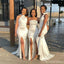 Mismatched Mermaid Side Slit Maxi Long Wedding Guest Bridesmaid Dresses,WG1753