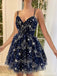 Cute A-line Floral Spaghetti Straps Short Homecoming Dresses,Short Prom Dresses,CM956
