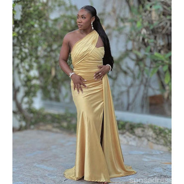 Sexy Gold Mermaid One Shouder Maxi Long Bridesmaid Dresses,Party Dress, WG1903