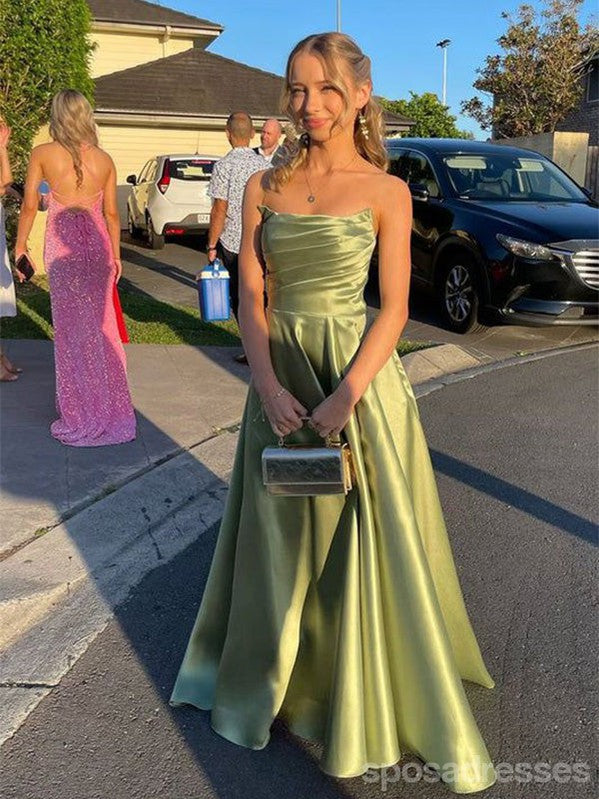 Simple Green A-line Maxi Long Party Prom Dresses Ideas,Evening Gowns,13715