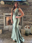 Sexy Sage Green Mermaid V-neck Maxi Long Party Prom Dresses,Evening Dress,13427