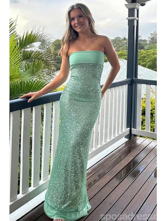 Sexy Green Mermaid Strapless Maxi Long Party Prom Dresses Ideas,Evening Gowns,13913