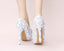 Handmade High Heels Round Toe Blue Lace Crystal Wedding Shoes, S0040