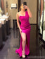 Popular Hot Pink Mermaid One Shoulder Side Slit Maxi Long Party Prom Dresses,Evening Dress,13381