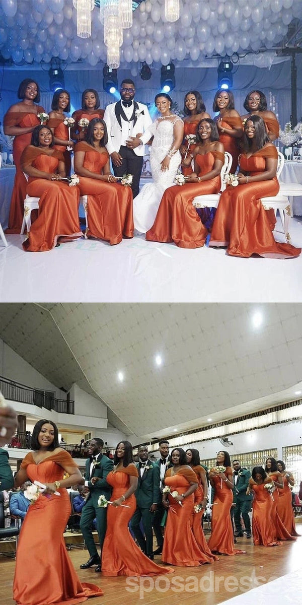 Sexy Burnt Orange Mermaid Off Shoulder Maxi Long Wedding Guest Bridesm SposaDresses Sexy Burnt Orange Mermaid Off Shoulder Maxi Long Wedding Guest Bridesm SposaDresses