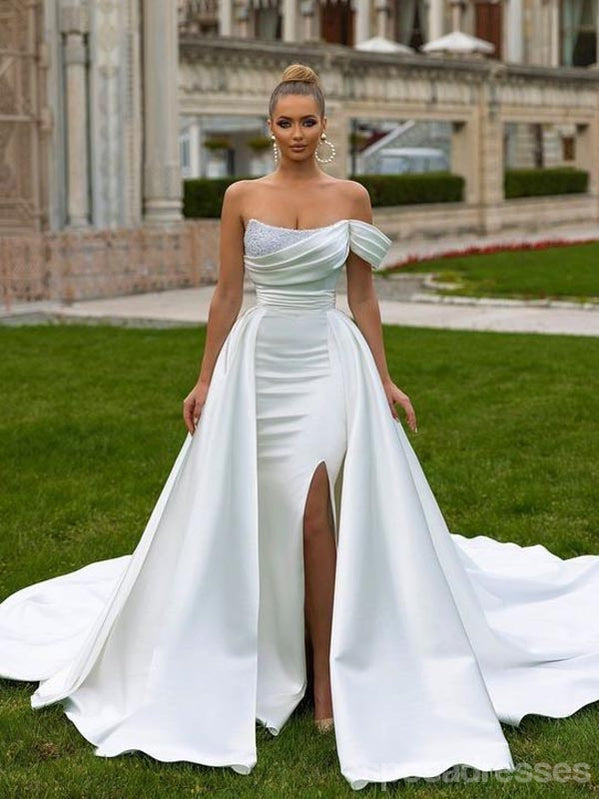 Off White Mermaid One Shoulder Side Slit Maxi Long Party Prom Dresses, SposaDresses Off White Mermaid One Shoulder Side Slit Maxi Long Party Prom Dresses, SposaDresses