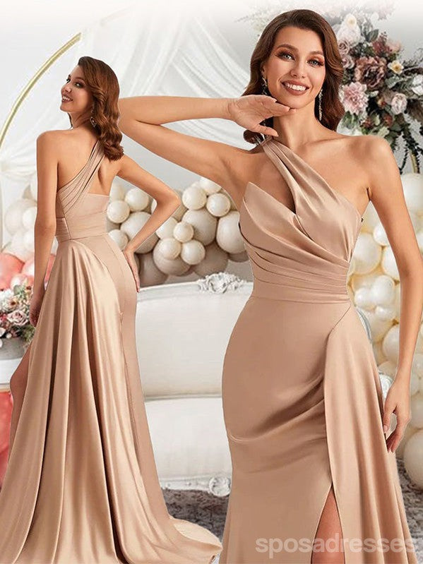 Sexy Mermaid One Shoulder Side Slit Maxi Long Bridesmaid Dresses,Party Dress, WG1888