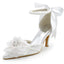 Pearls Women Wedding Shoes With Ribbons Lace Up Party Shoes Pointed Toes, S030