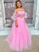 Cute Pink A-line Off Shoulder Maxi Long Party Prom Dresses,Evening Gowns,13553