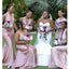 Mismatched Pink Mermaid Halter Maxi Long Wedding Guest Bridesmaid Dresses,WG1749