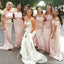Simple Pink Mermaid Off Shoulder Maxi Long Bridesmaid Dresses For Wedding,WG1785