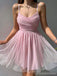 Simple Pink A-line Spaghetti Straps Short Homecoming Dresses,Short Prom Dresses,CM962