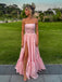 Pretty Pink A-line Side Slit Long Party Prom Dresses Ideas,Evening Gowns,13889