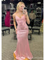 Sexy Pink Mermaid Spaghetti Straps V-neck Maxi Long Party Prom Dresses,Evening Dress,13429