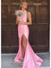 Sexy Pink Mermaid Halter Long Party Prom Dresses Ideas,Evening Gowns,13774