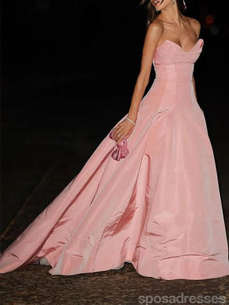 Gorgeous Pink A-line Strapless Long Party Prom Dresses Ideas,Evening Gowns,13898