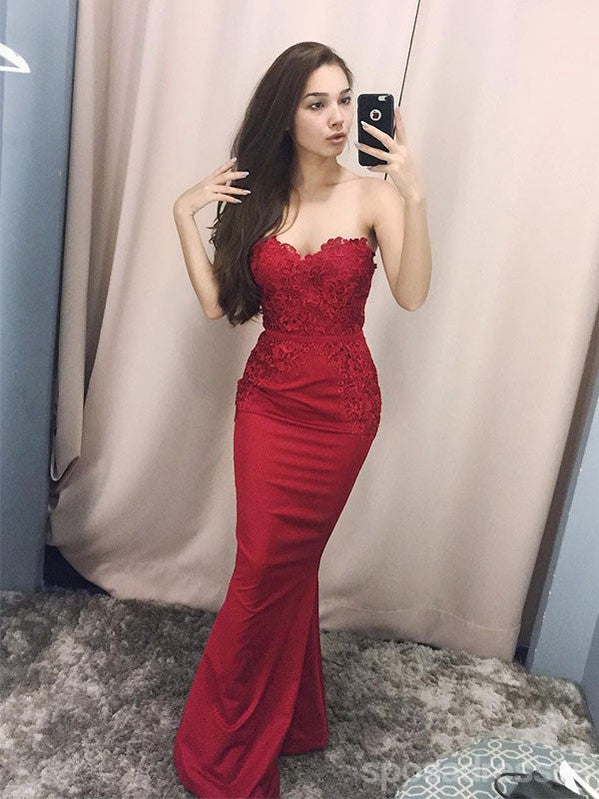 Sexy Red Mermaid Sweetheart Long Party Prom Dresses Ideas,Evening Gowns,13808