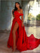 Sexy Red A-line High Slit Maxi Long Party Prom Dresses Online,13298