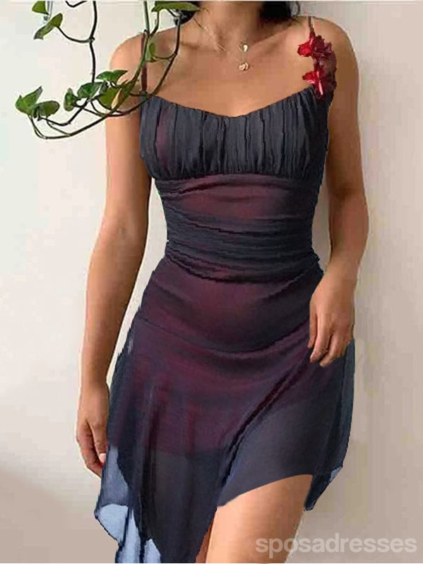 Black Red Spaghetti Straps Short Homecoming Dresses,Cheap Short Prom Dresses,CM945