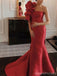 Gorgeous Red Mermaid One Shoulder Maxi Long Party Prom Dresses,Evening Dress,13448