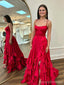Popular Red A-line Spaghetti Straps Maxi Long Party Prom Dresses,Evening Dress,13379