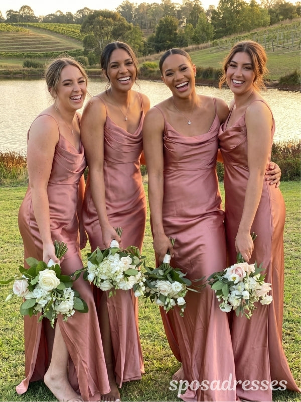 Dusty Rose Satin Cowl Neck Bridesmaid Dress | SposaDresses Dusty Rose Satin Cowl Neck Bridesmaid Dress | SposaDresses