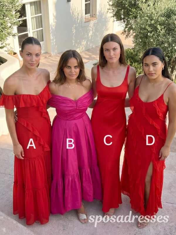 nantucket red bridesmaid dresses Red Keyhole Neck Chiffon Cutout Back Slit A-line Bridesmaid Dress