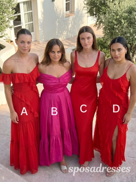 mismatched red bridesmaid dresses Mismatched Velvet Column Long Elegant Bridesmaid Dresses, CB0266 clover sew