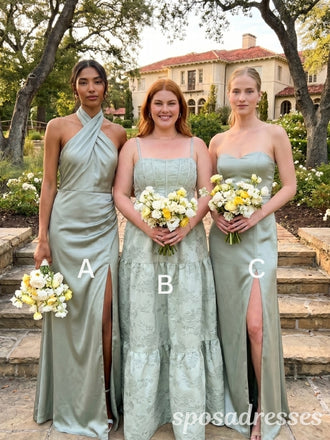 sposa bridesmaid dresses Sage Green Mismatched Satin Bridesmaid Dresses main image 1