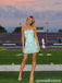 Mint Green Sequin Floral Strapless Ruffle Homecoming Dress 26080
