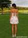 White Floral Strapless Corset Back Homecoming Dress 26083