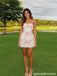 White Floral Strapless Corset Back Homecoming Dress 26083