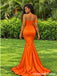 Burnt Orange Satin Asymmetrical One Shoulder Mermaid Bridesmaid Dress BD26002