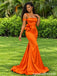 Burnt Orange Satin Asymmetrical One Shoulder Mermaid Bridesmaid Dress BD26002