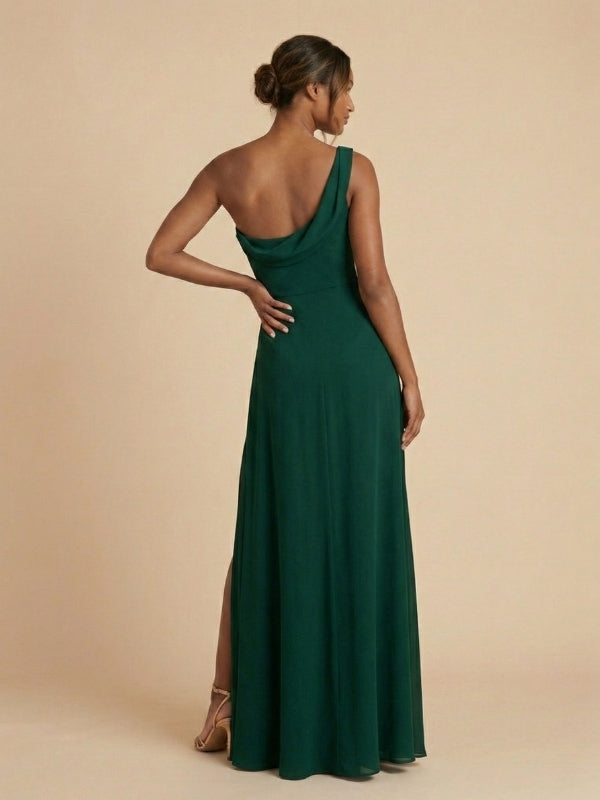 dark green chiffon bridesmaid dress Flutter Sleeve V-Neck Chiffon A-Line Bridesmaid Dress in Dark Green, Dark Green / 22