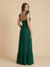 Emerald Green Chiffon Sweetheart Ruffle Strap High Slit Bridesmaid Dress 26028