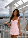 Pink Strap Ruffle Tiered Corset Mini Homecoming Dress 26066
