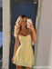 Yellow Sequin Sweetheart Tie Strap Short A Line Homecoming Dress 26069