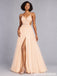 Lace Applique Side Cutout High Slit Tulle A Line Prom Dress PD26003
