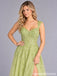 Pistachio Green Sequin Leaf Corset High Slit Tulle A Line Prom Dress PD26007