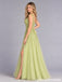Pistachio Green Sequin Leaf Corset High Slit Tulle A Line Prom Dress PD26007