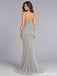Silver Beaded Geometric Pattern Fitted Mermaid Prom Dress PD26009