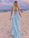 Light Blue Corset Drop Waist Chiffon A Line Prom Dress PD26023