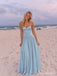 Light Blue Corset Drop Waist Chiffon A Line Prom Dress PD26023